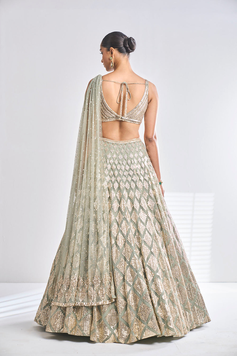 Sage Green Sequin Lehenga Set