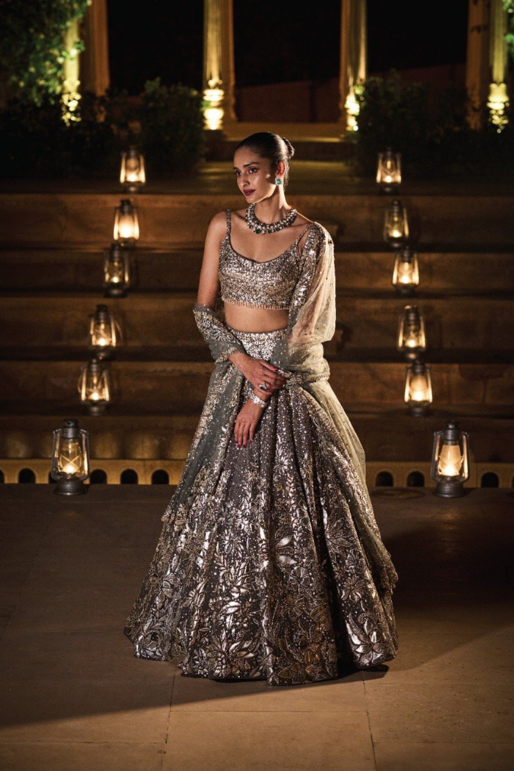 Metallic Grey Lehenga Set