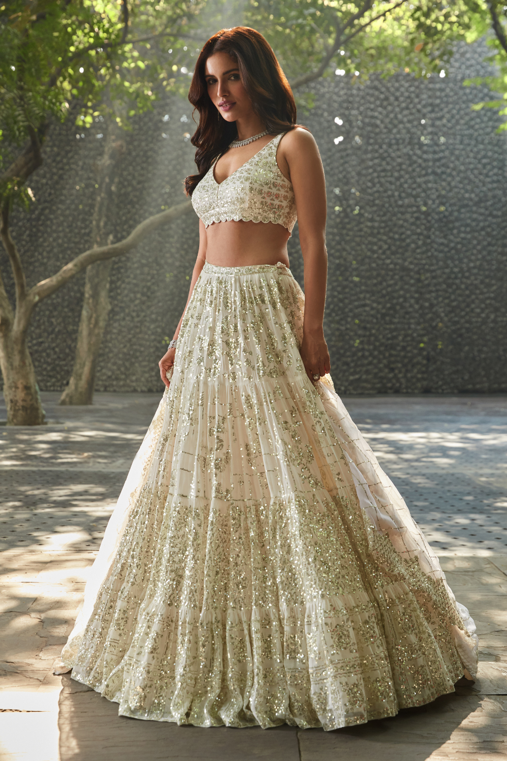 Ivory Multi-Tiered Lehenga Set