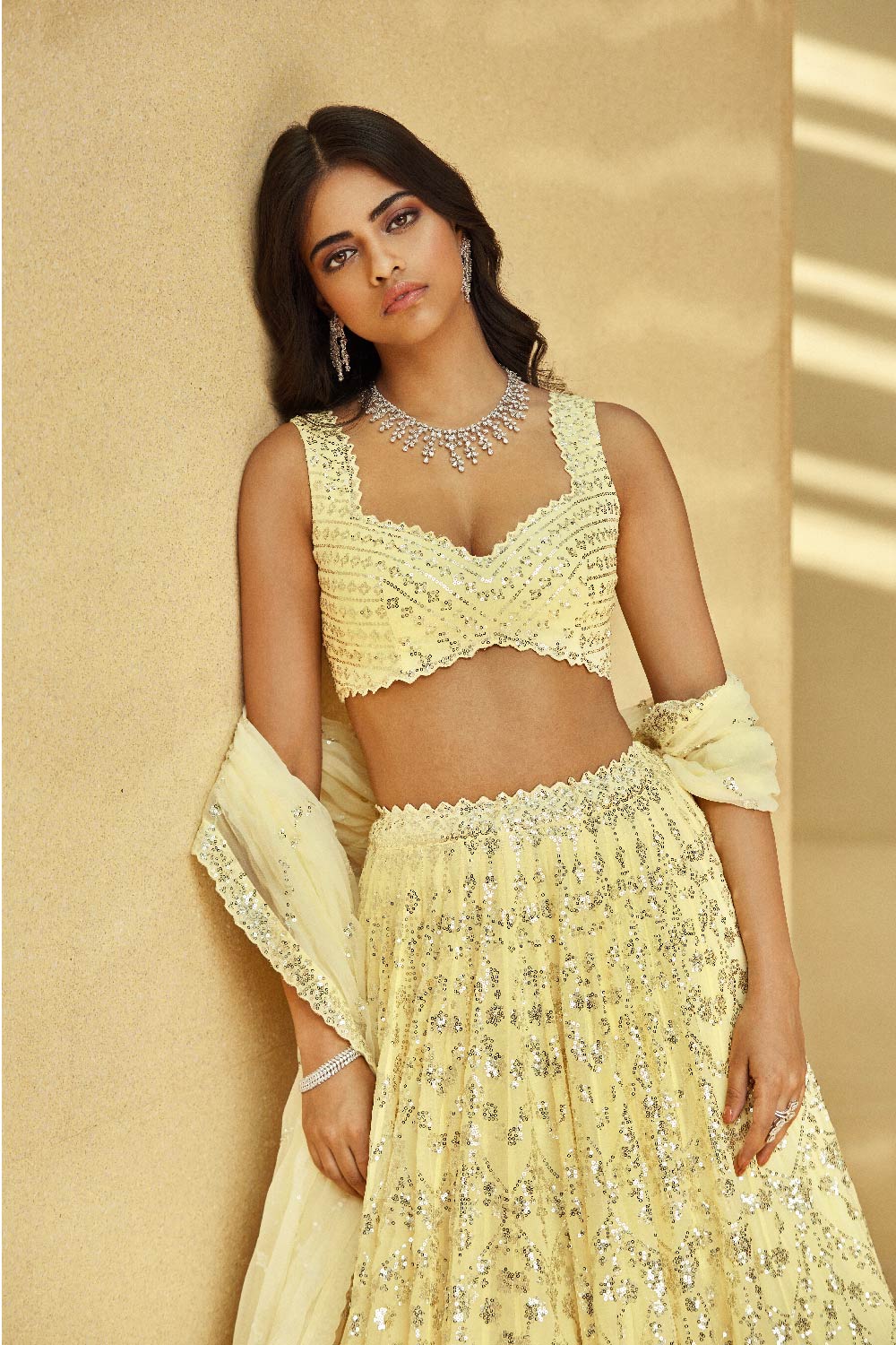 Yellow Multi-Tiered Lehenga Set