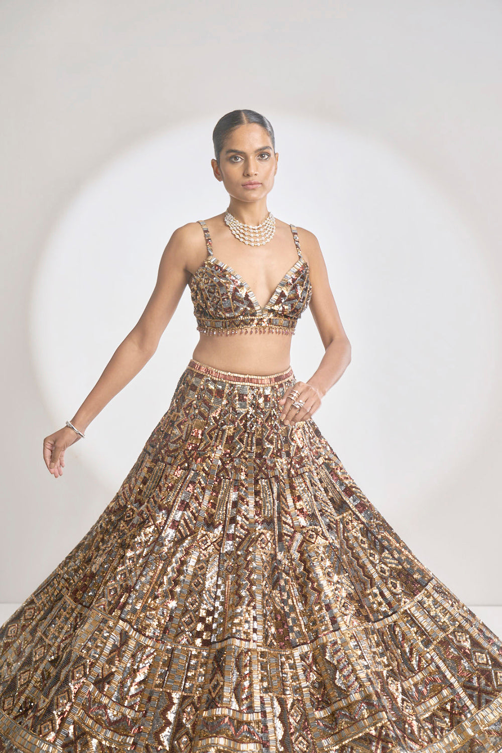 Metallic Sequin Lehenga Set