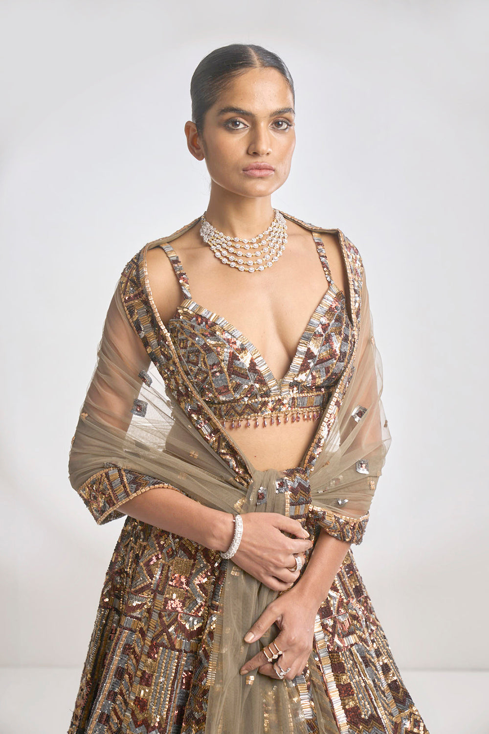 Metallic Sequin Lehenga Set