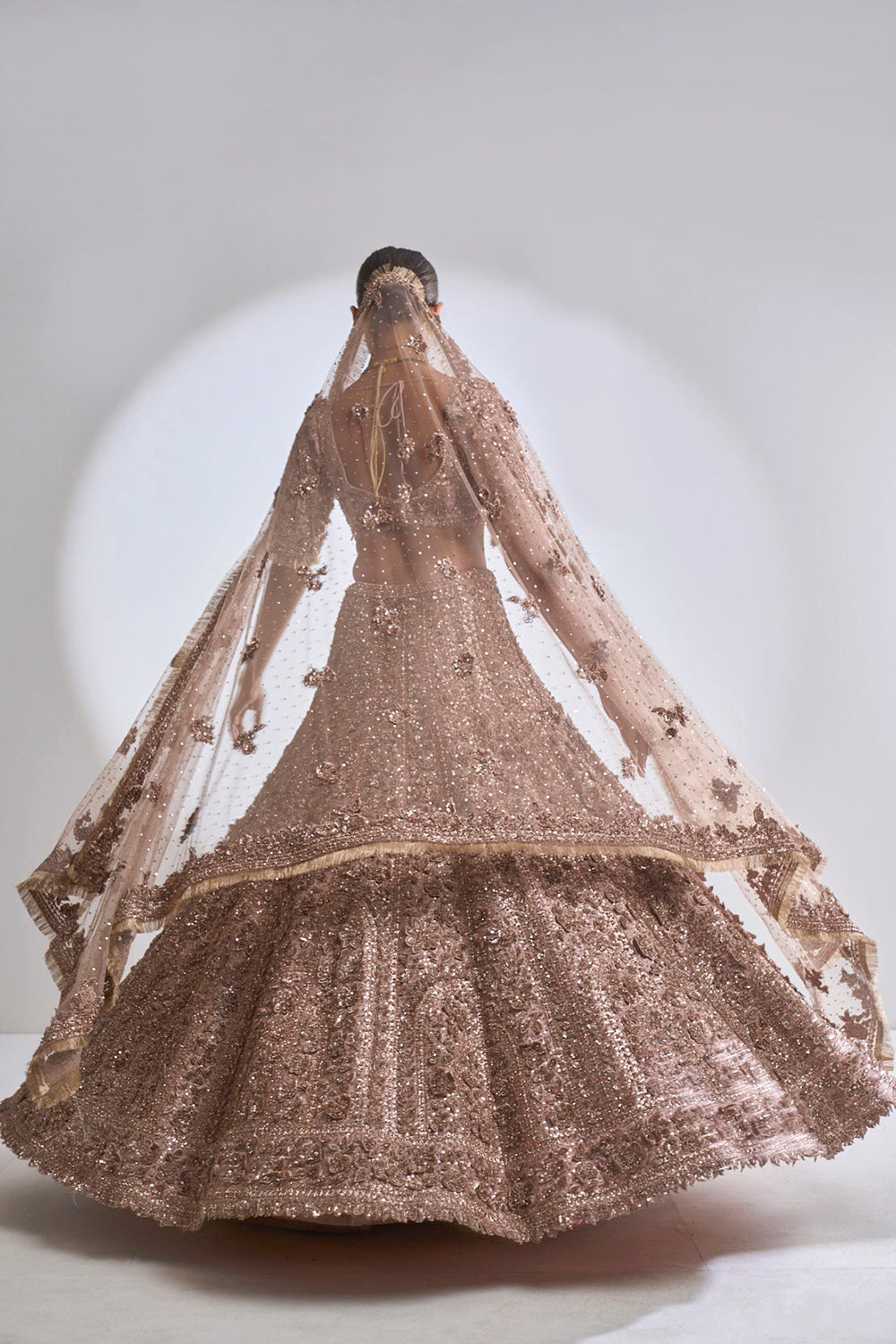 Rose Gold Three-Dimensional Lehenga Set