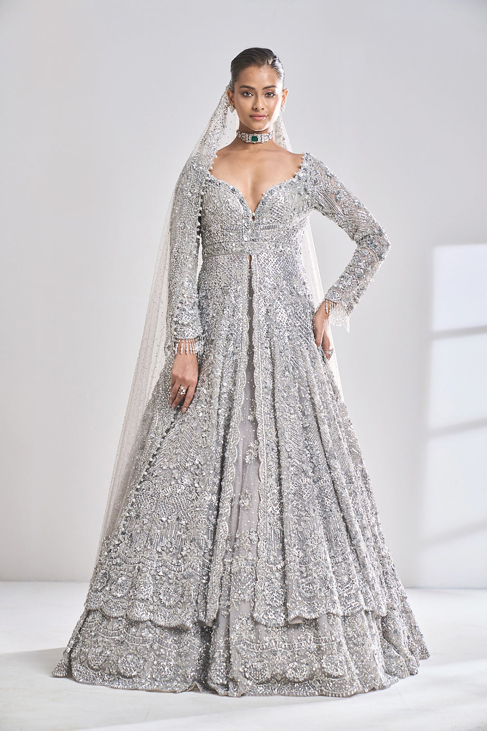 Silver Zardosi Lehenga Set