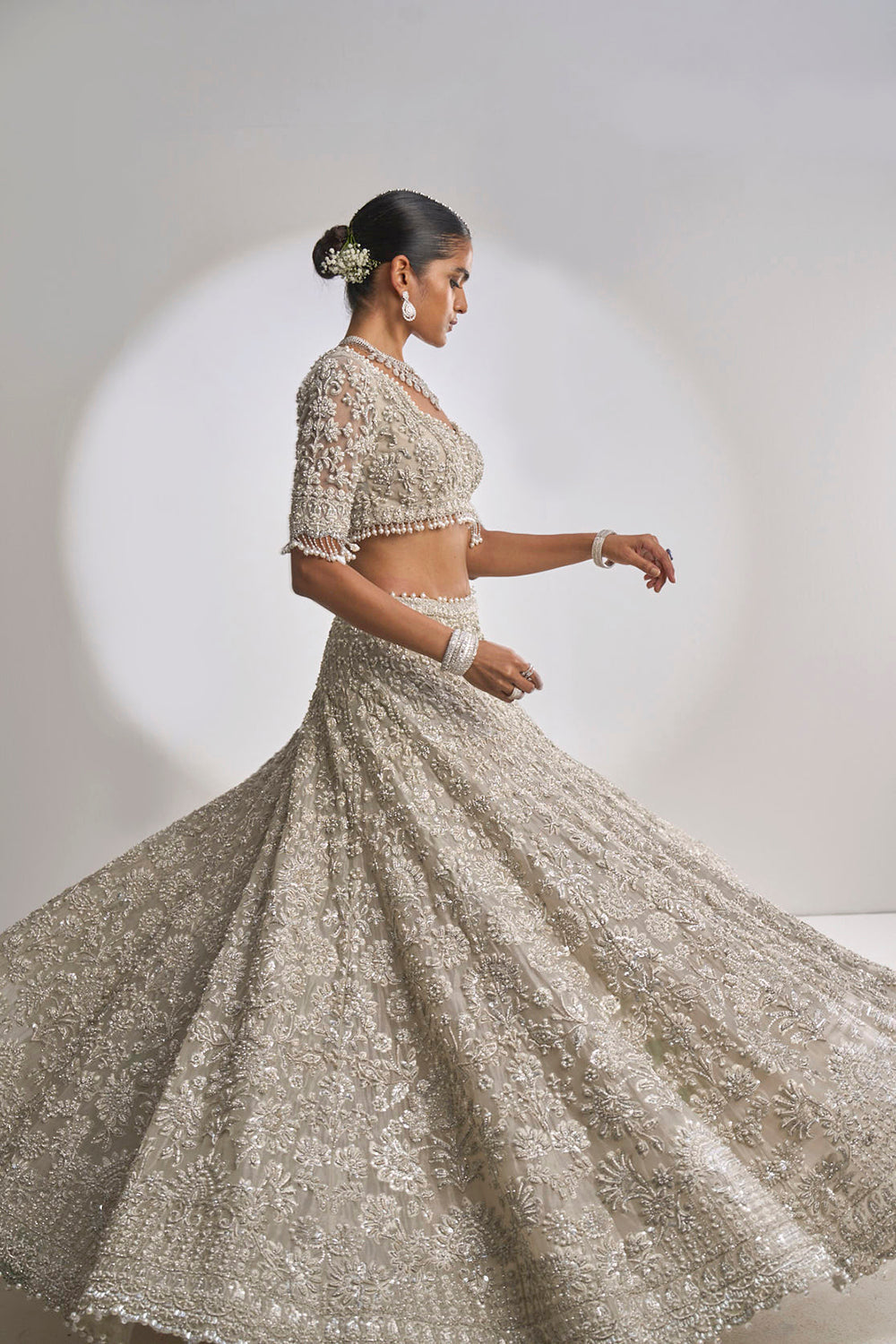 Silver Zardozi Lehenga Set