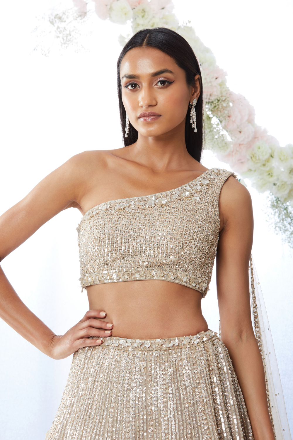 Champagne Sequin Lehenga Set