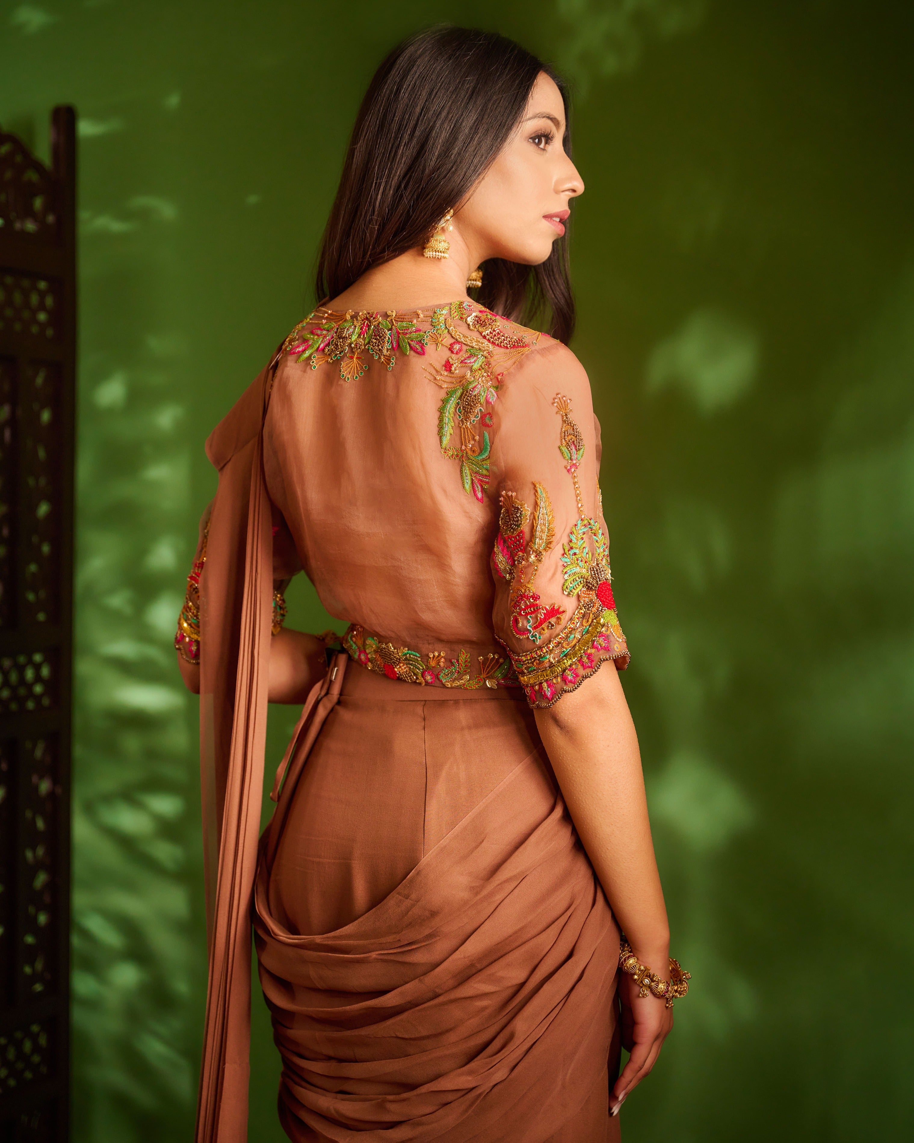 Brown Saree Set