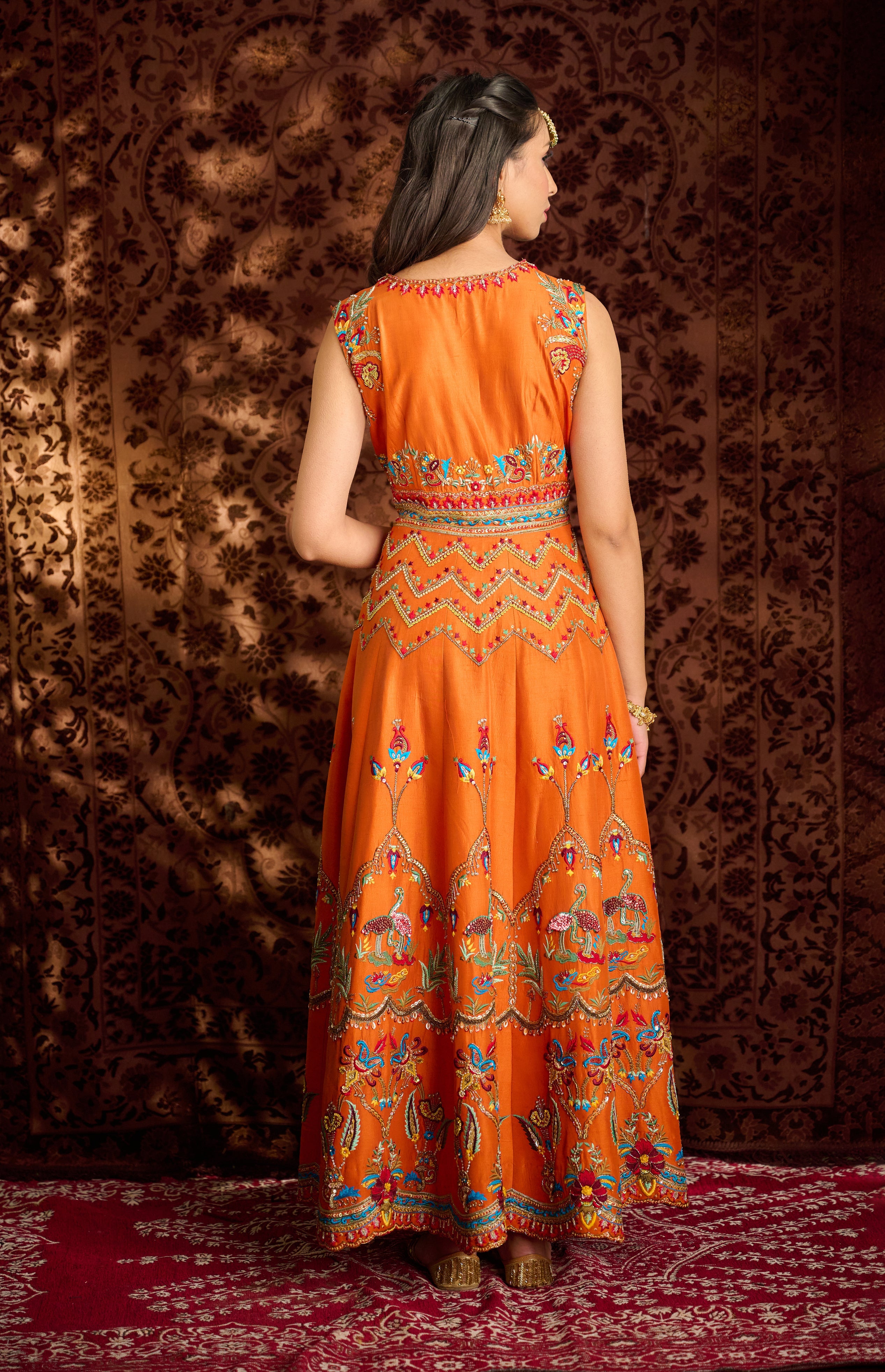 Rust Anarkali Set