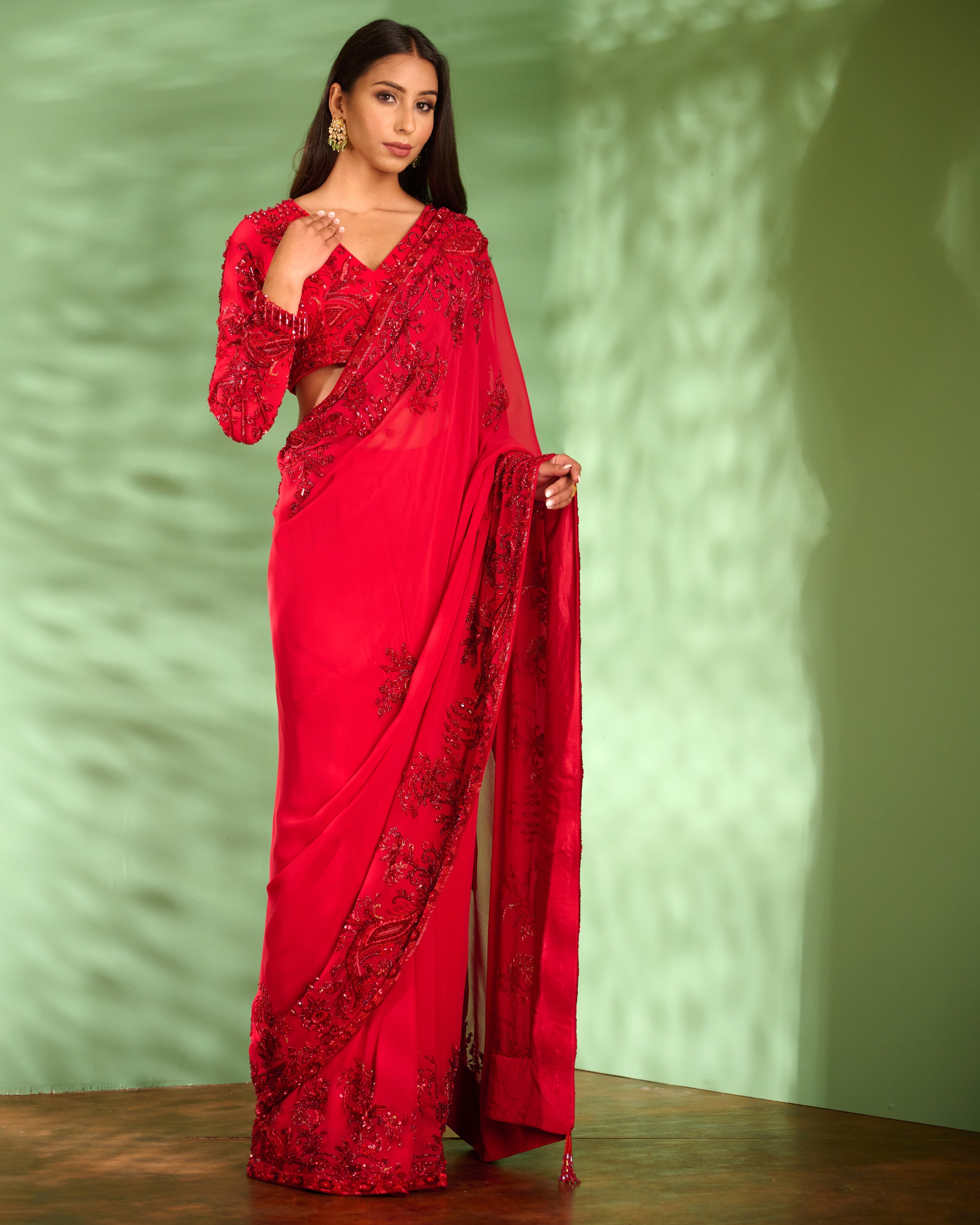 Red Saree Set